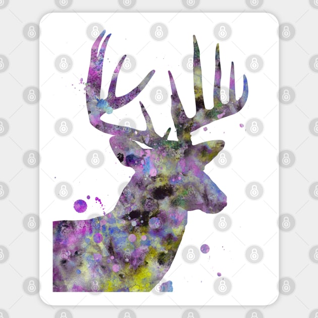 Watercolor Deer Portrait Sticker by Miao Miao Design